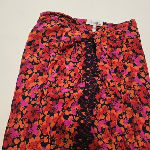 Derek Lam 10 Crosby Liona Lace Trimmed Skirt In Red Viscose Size 8 - Picture 4 of 12